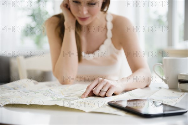 Woman making travel plans