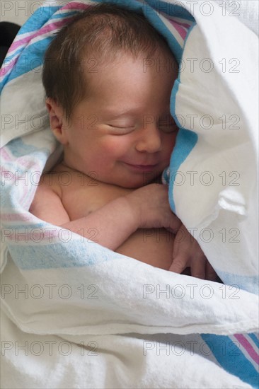 Newborn girl sleeping