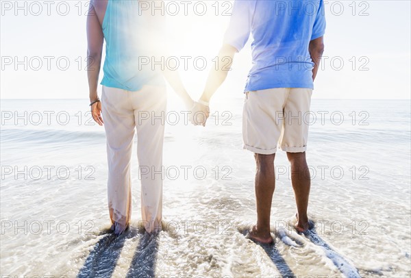 Mature couple standing in sea