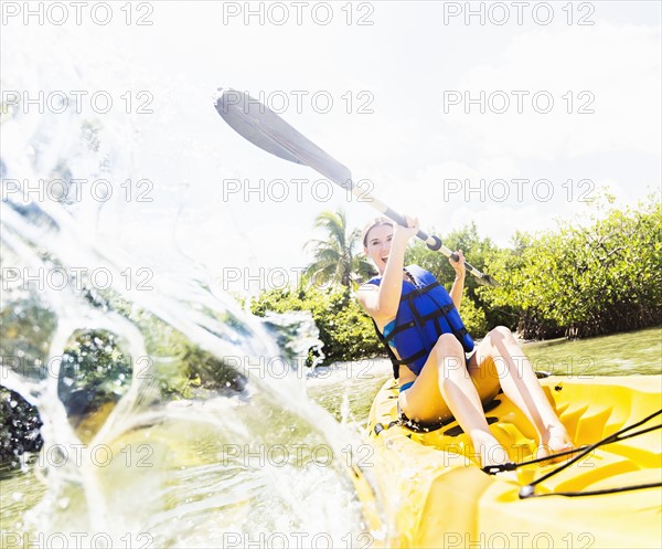 Woman kayaking