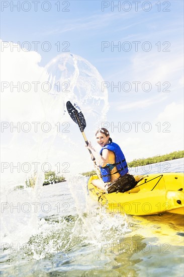 Woman kayaking