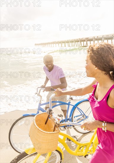 Young couple during bike trip