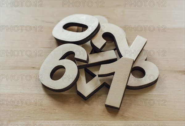 Heap of wooden numbers