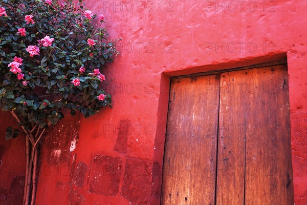 Red wall and doors of Monastery Santa Catalina