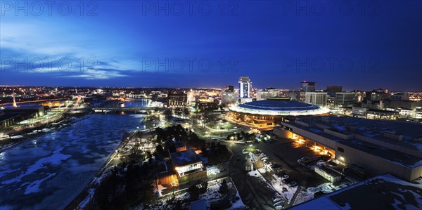 Elevated cityscape at night