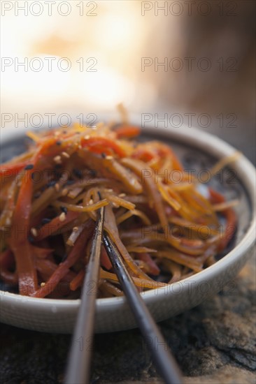 Close-up of daikon radish salad