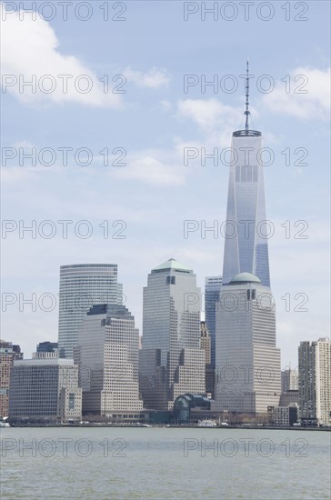 Skyline of New York City with Freedom tower