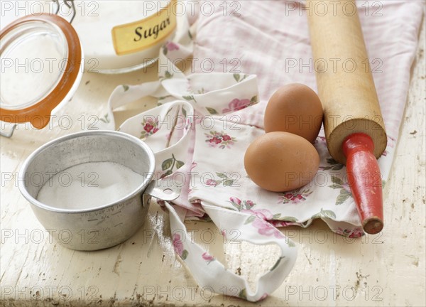 Studio shot of cake ingredients.