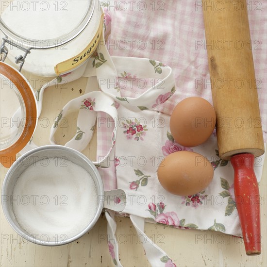 Studio shot of cake ingredients.