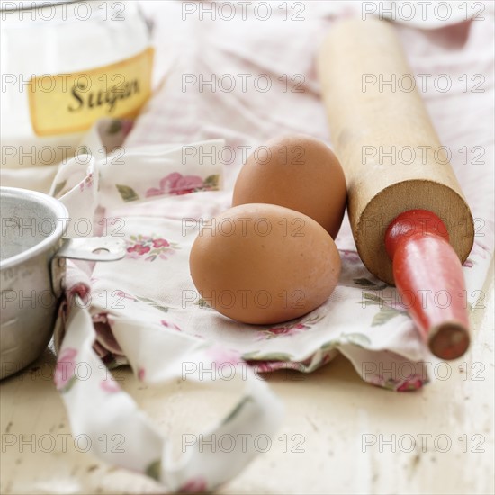 Studio shot of cake ingredients.