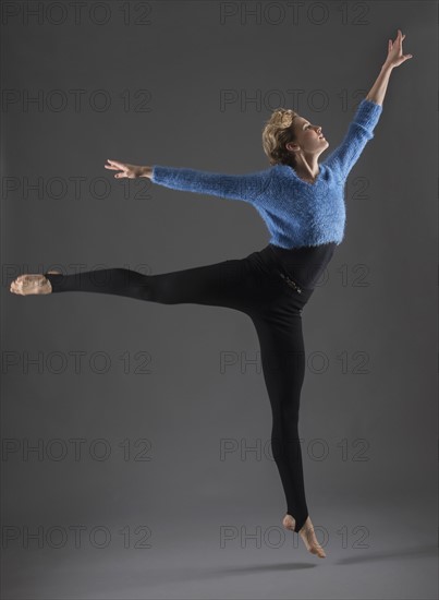 Studio shot of female ballet dancer.