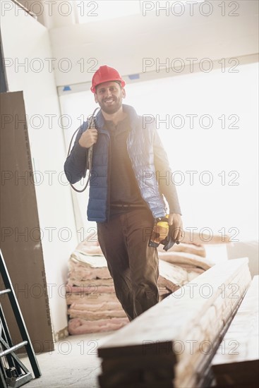 Smiling construction worker.
