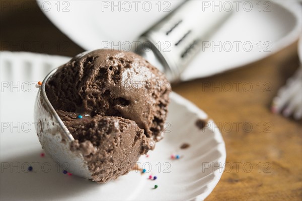 Scoop of chocolate ice cream