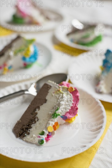 Close-up of birthday cake slice