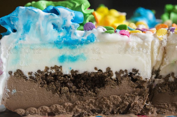 Close-up of birthday cake slice