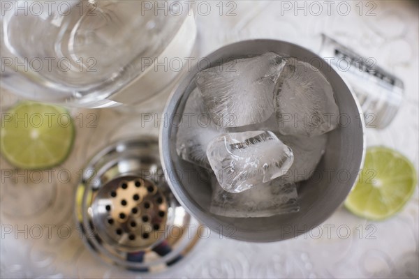 Ice cubes in shaker