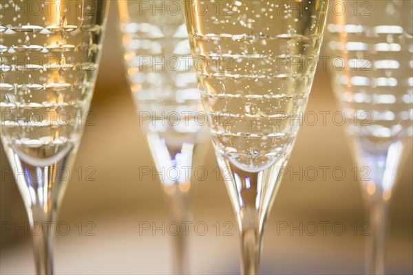 Close-up of champagne flutes