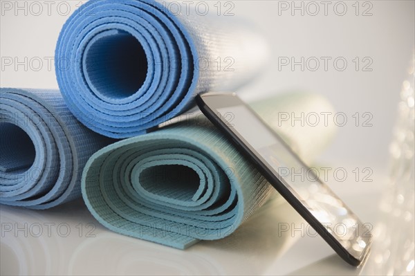 Yoga mats and digital tablet