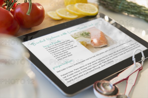 Cooking recipe on tablet