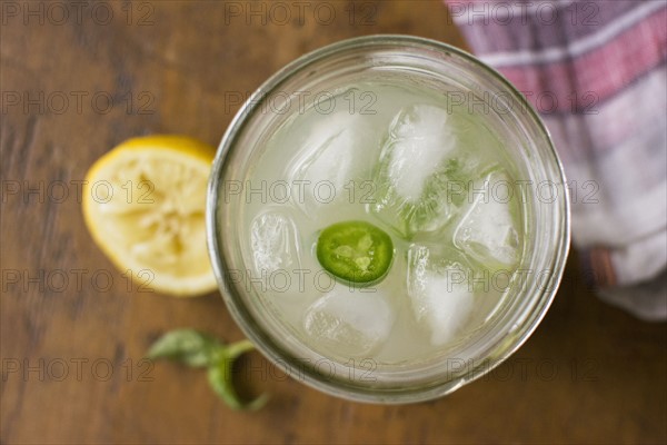 Studio shot of lemonade in jar