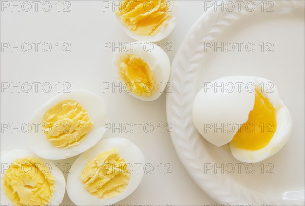 Studio shot of hard-boiled eggs