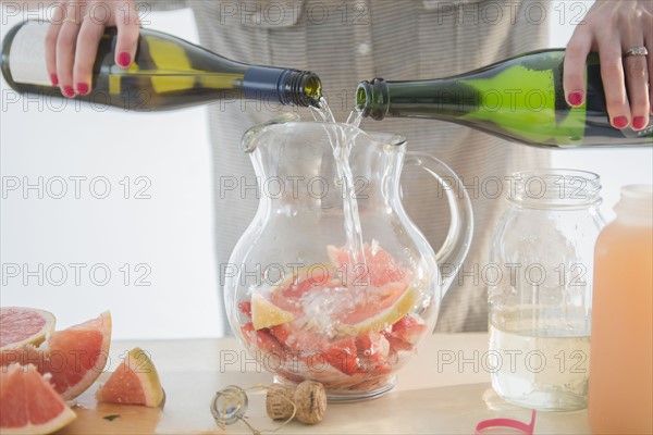 Studio shot of fruit cocktail preparation