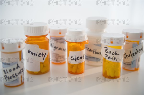 Studio shot of pill bottles