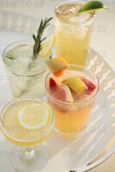 Studio shot of drinks on tray