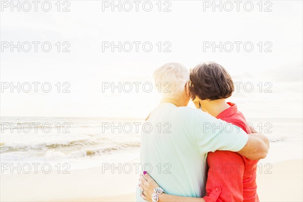 Older couple spending time together on beach