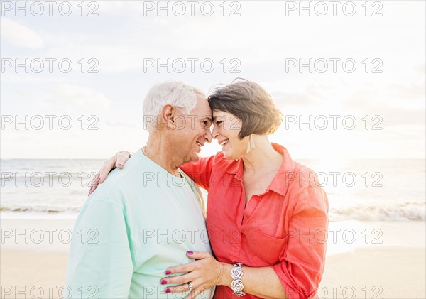 Older couple spending time together on beach