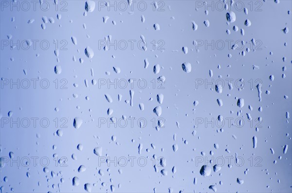 Studio shot of water drops on glass