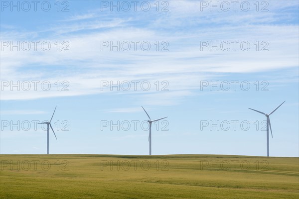 Wind turbines at green field