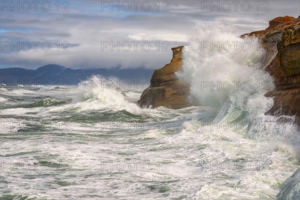 Cliffs and cloudy sky during storm