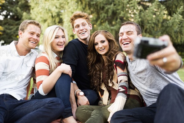 Group of friends taking selfie