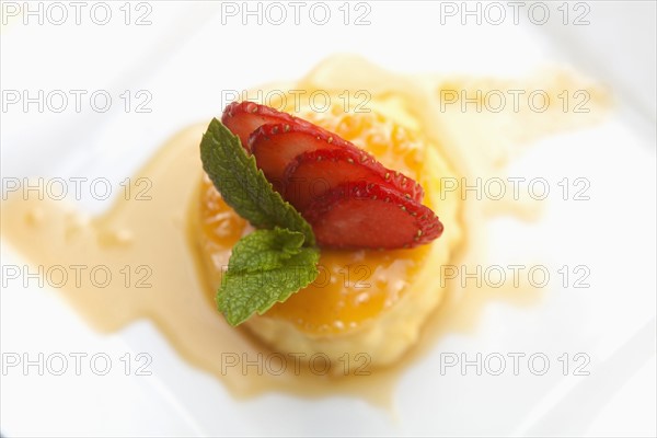 Elevated view of dessert on plate