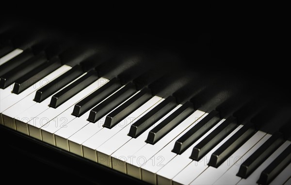 Close-up of piano keys.