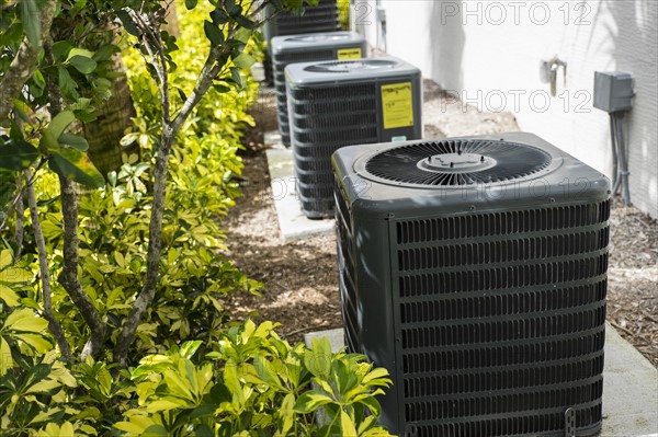 Air conditioning unit in garden.