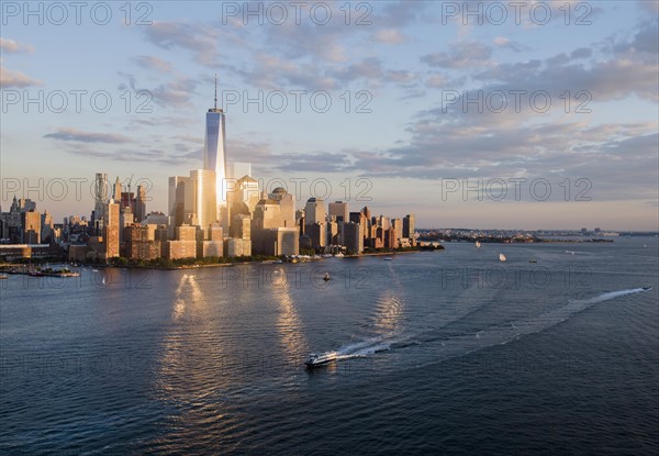 Manhattan skyline at sunset