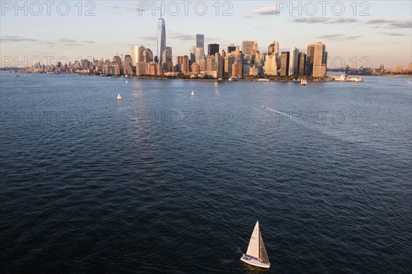 Manhattan skyline at sunset