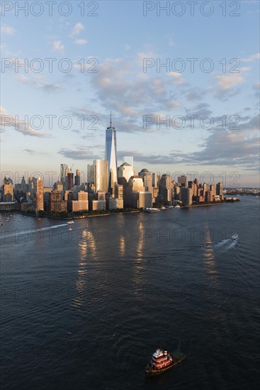 Manhattan skyline at sunset