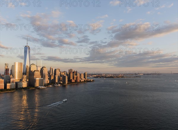 Manhattan skyline at sunset