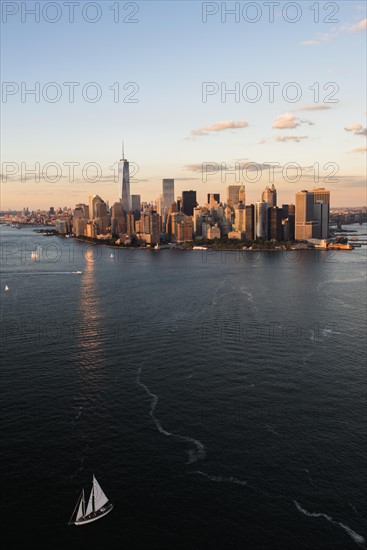 Manhattan skyline at sunset