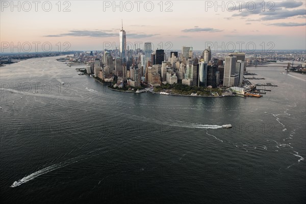 Manhattan skyline at dusk