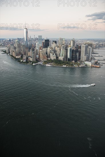 Manhattan skyline at dusk