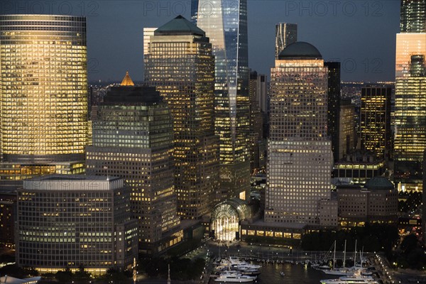 Aerial view of Manhattan and One World Trade Center