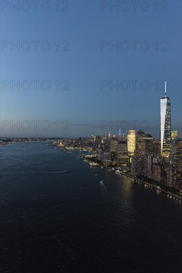 Aerial view of Manhattan and One World Trade Center