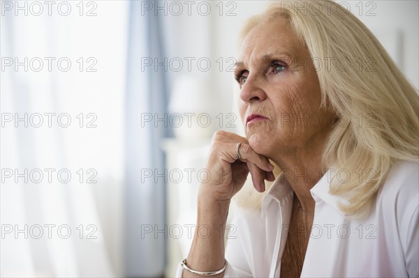 Portrait of blond senior woman