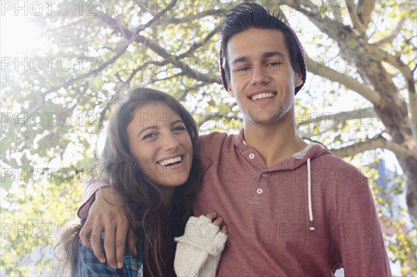 Portrait of young couple outdoors