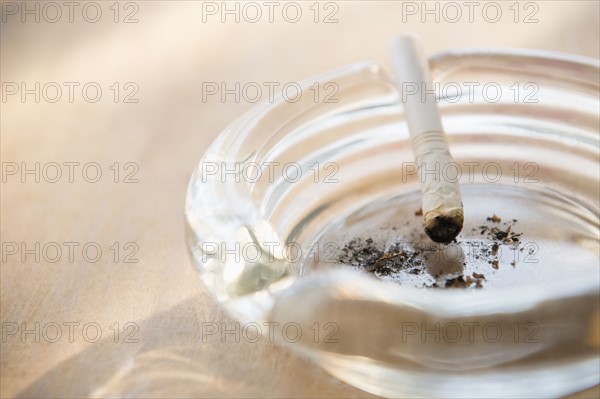 Ashtray with burnt cigarette