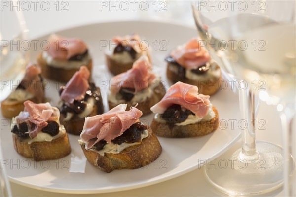 Studio Shot of canapes on plate